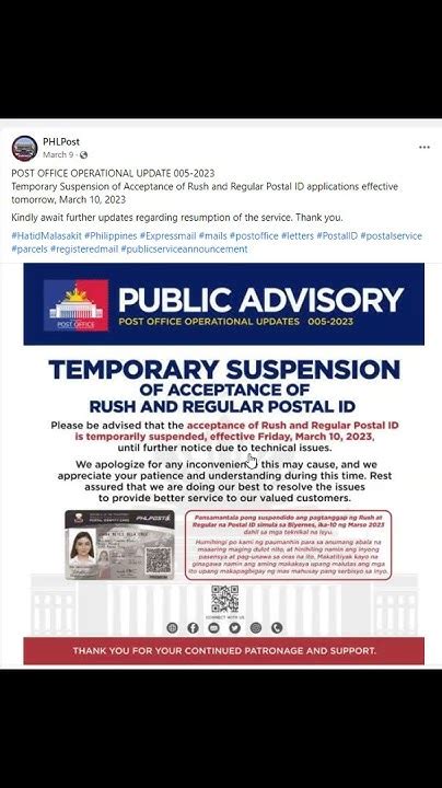 why postal id is suspended 2023